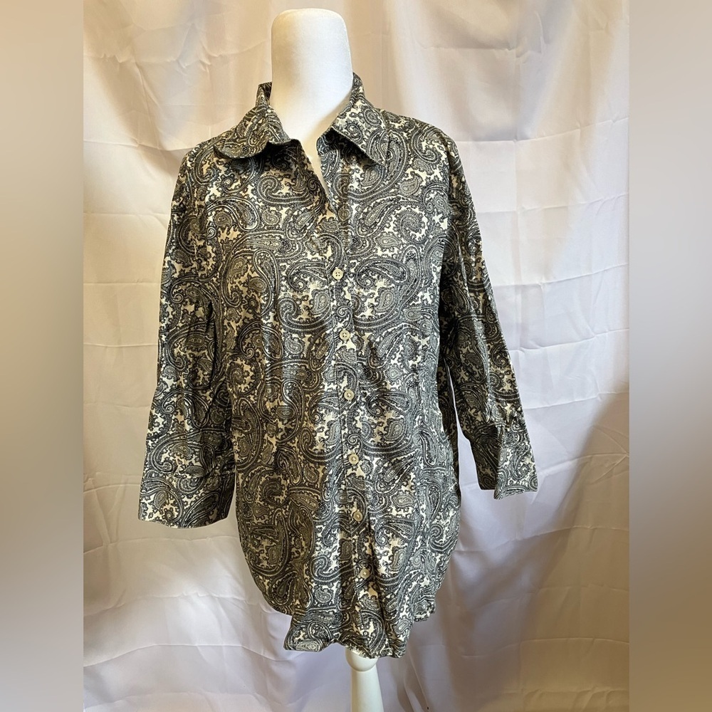 Kim Rogers Black and Cream Paisley Blouse